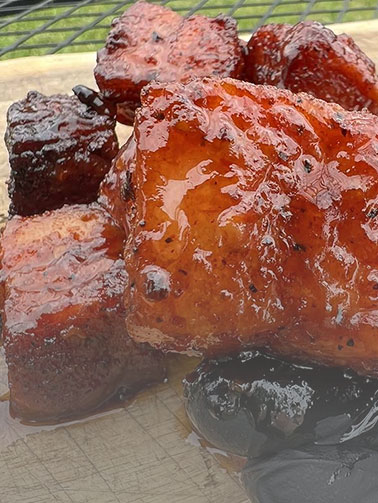 Hot Honey Pork Belly Burnt Ends