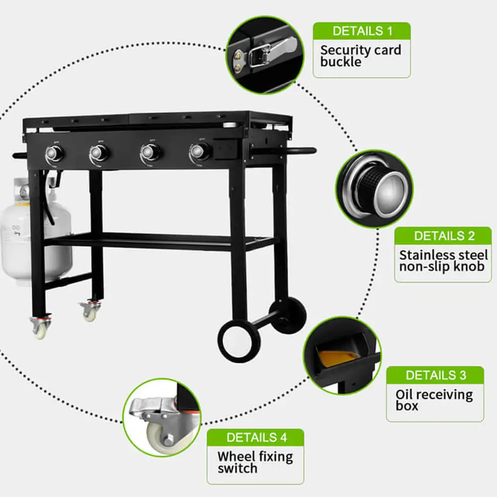 36 inch outdoor flat top gas grill griddle station